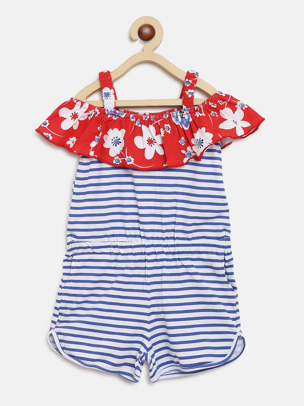 Striped Sleeveless Overall Blue image number 0
